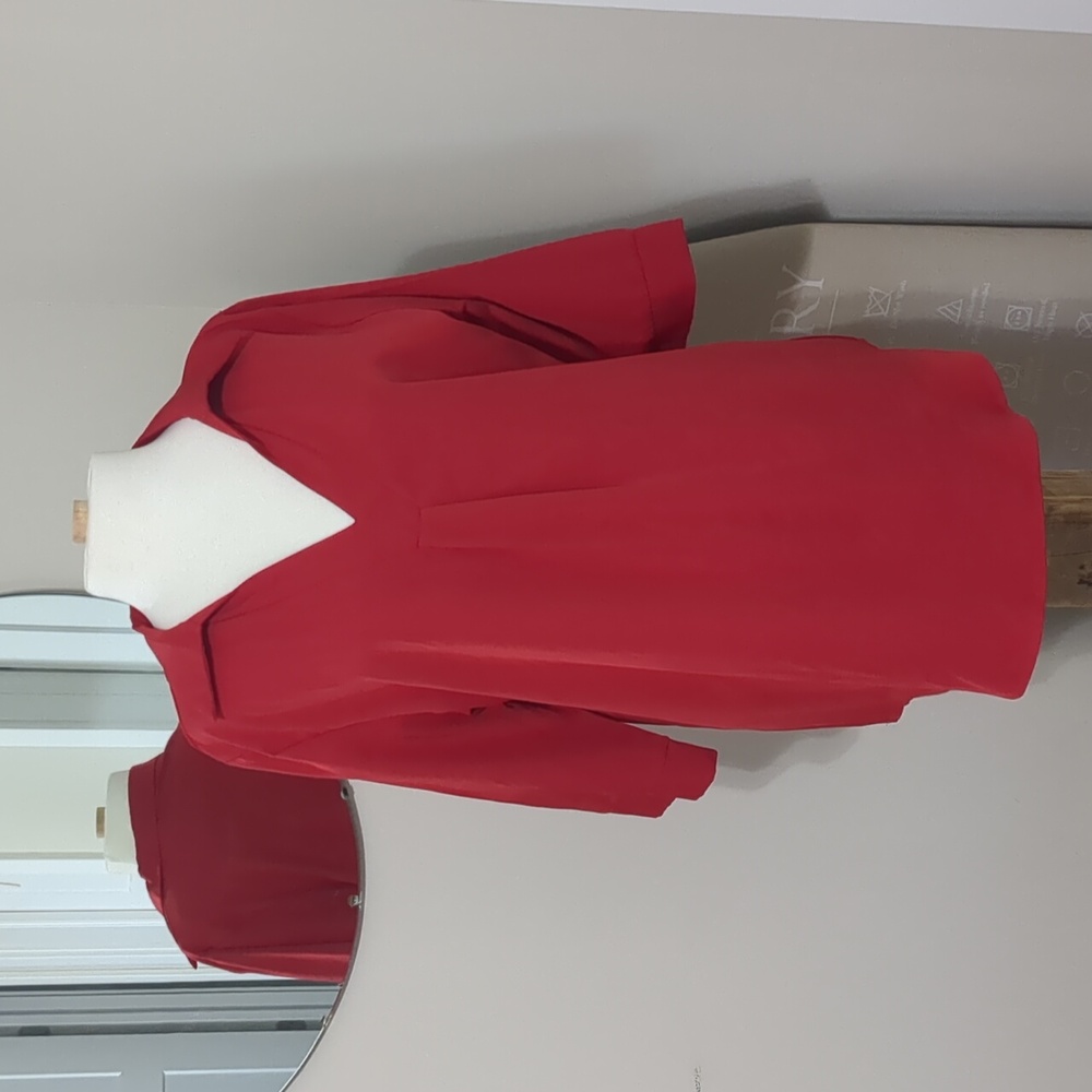 Red vneck blouse